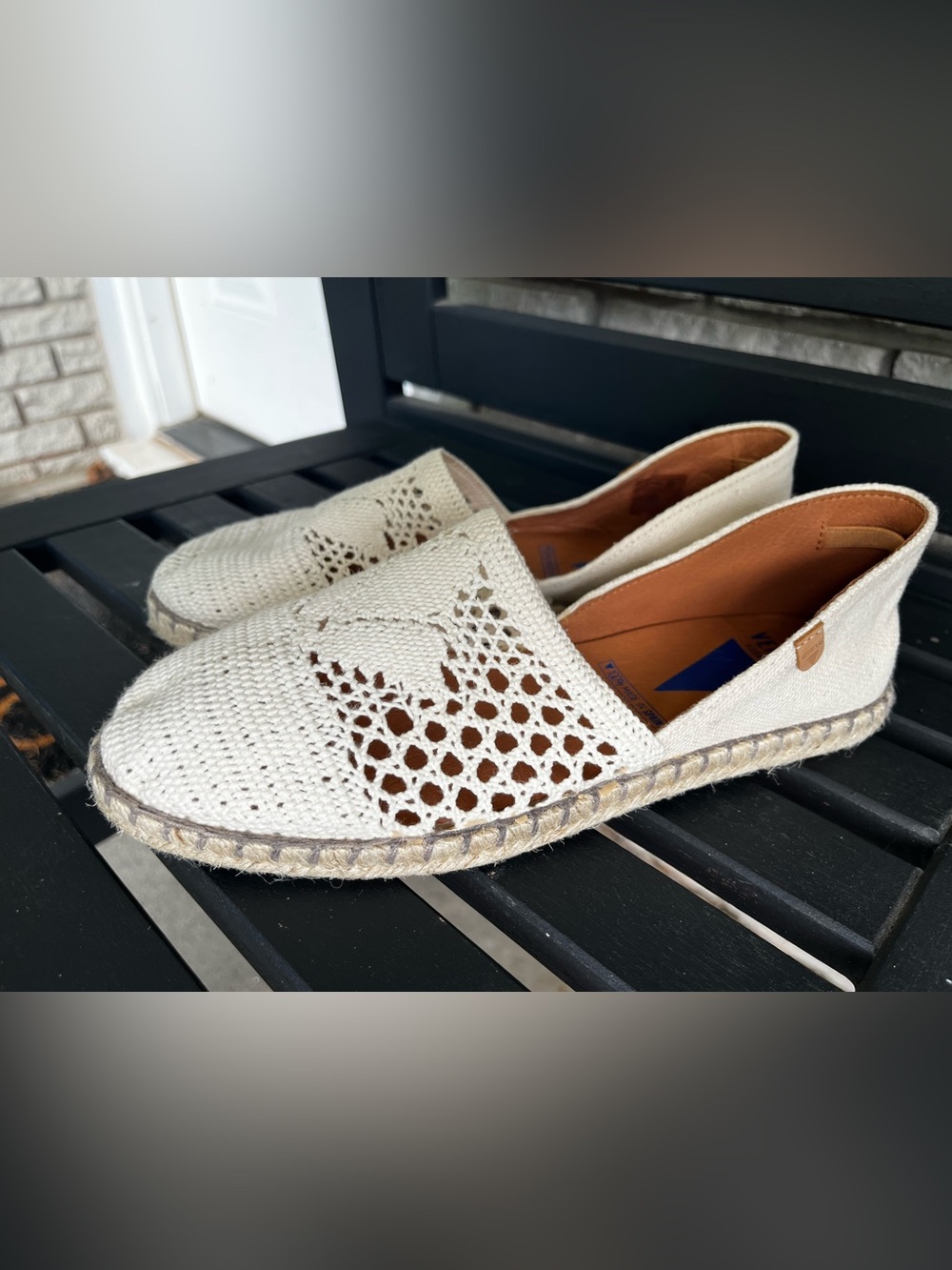 Verbenas Carmen Cream Crotchet Rope Bottom Slip On Espadrilles Size 38